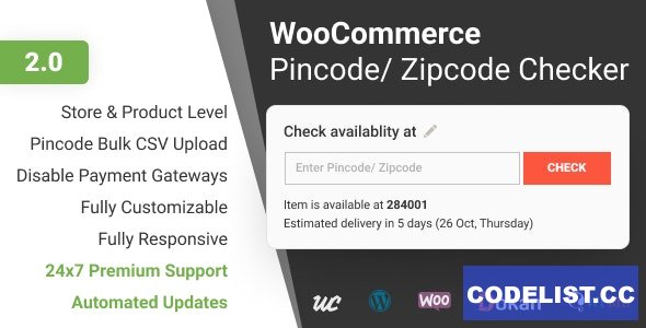 WooCommerce Pincode/ Zipcode Checker v2.0.3