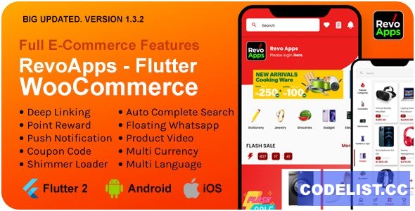 Revo Apps Woocommerce v1.3.2 - Flutter E-Commerce Full App Android iOS