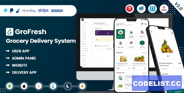 GroFresh v2.0 - (Grocery, Pharmacy, eCommerce, Store) App and Web with Laravel Admin Panel + Delivery App - nulled