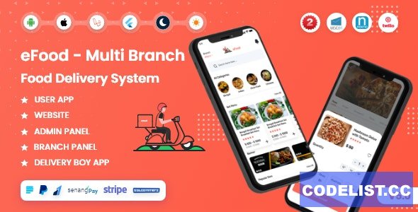 eFood v5.0 - Food Delivery App with Laravel Admin Panel + Delivery Man App