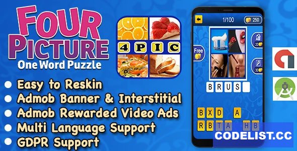 4 Pic 1 Word + Best Kids Trivia Quiz + Ready For Publish + Android Studio + Multi Language v1.5