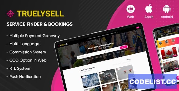 TruelySell v2.0.7 - On-demand Service Marketplace, Nearby Service Finder and Bookings (Web + Android + iOS)