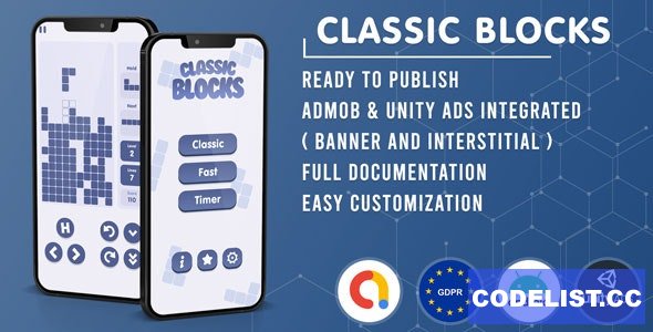 Classic Blocks Tetris v1.0 - Admob + GDPR + Unity Ads