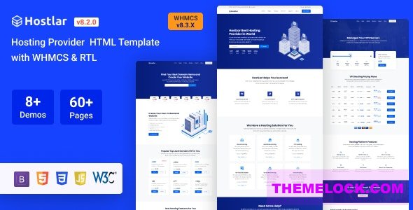 Hostlar v8.5.0 - Domain Hosting Provider HTML Template with WHMCS and RTL