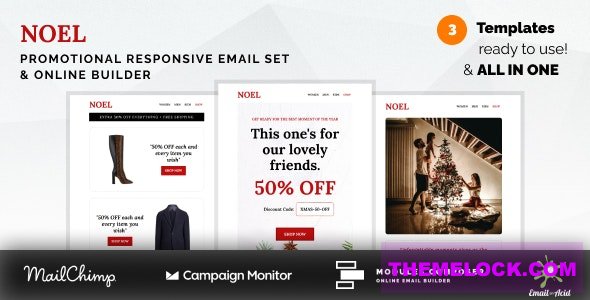 Noel v1.0 - Promotional Email Templates Set with Online Builder