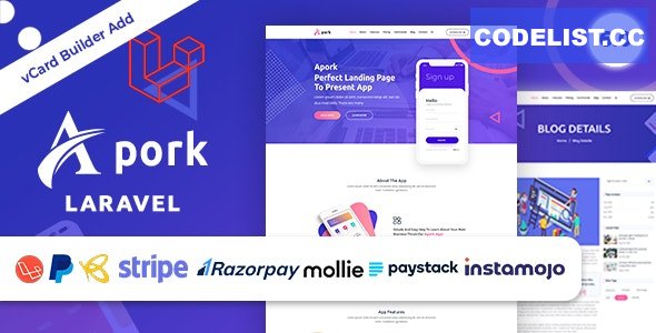 Apork v1.0 - URL Shortener, vCard Builder & Product Landing Business Management System