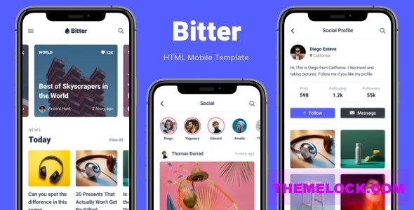 Bitter v1.3 - HTML Mobile Template
