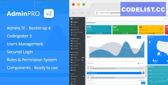 AdminPro v2.0 - Login + Multi User Management + Codeigniter + Roles & Permission + Bootstrap 4 + AdminLTE