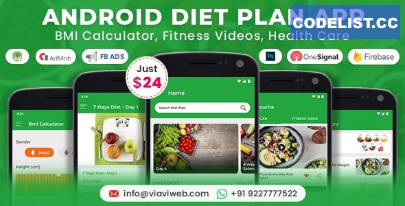 Android Diet Plan App (BMI Calculator, Fitness Videos, Health Care) v6