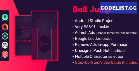 Ball Jump : (Android Studio+Admob+Reward Ads+Multiple Characters+Remove Ads+Leaderboards+Onesignal)
