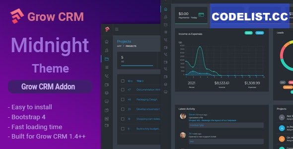 Midnight - Grow CRM Dark Theme Addon - 3 February 2022