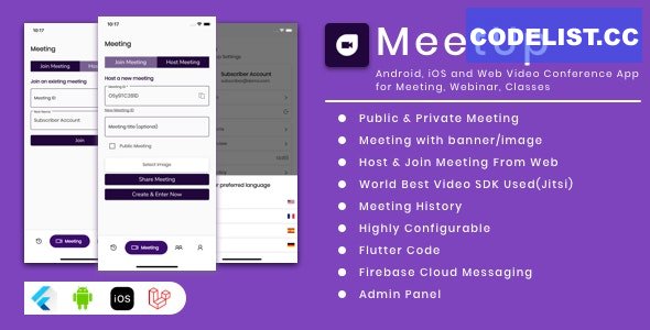 MeetUp v2.4.0 - Android, iOS and Web Video Conference App for Meeting, Webinar, Classes