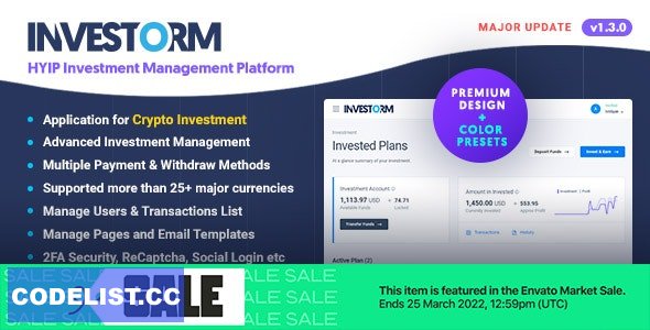 Investorm v1.3.0 - Advanced HYIP Investment Management Platform - nulled