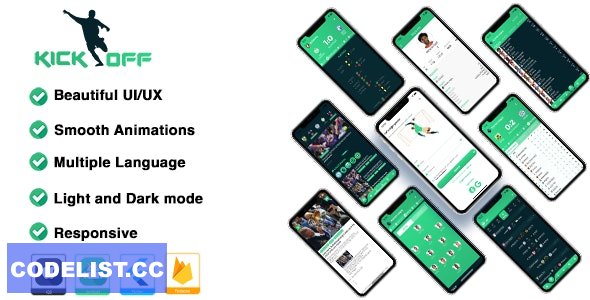 Kick-Off v1.0 - Multiple Languages ( LiveScore, Events, statistics,... ) Api Flutter Application