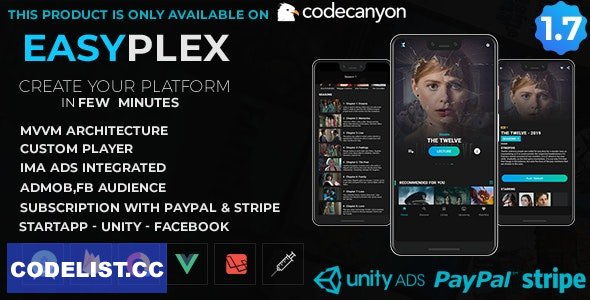 EasyPlex v1.7 - Movies - Live Streaming - TV Series, Anime