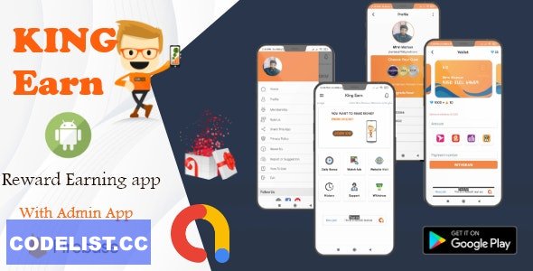 KingEarn - Android Rewards Earning App With Admin App v1.0