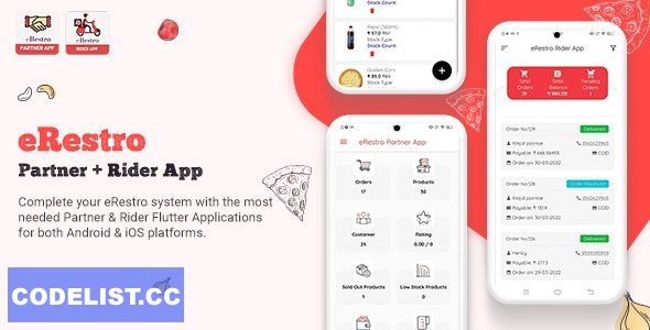 eRestro - Flutter Partner & Rider App for Multi Restaurant & Vendor - Food Ordering System v1.0