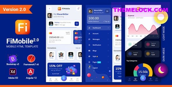 FiMobile v2.0 - Finance HTML Template Bootstrap 5 Framework7 Angular 12 Starter