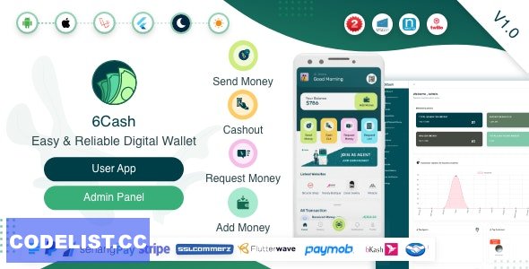 6Cash v1.0 - Digital Wallet Mobile App with Laravel Admin Panel