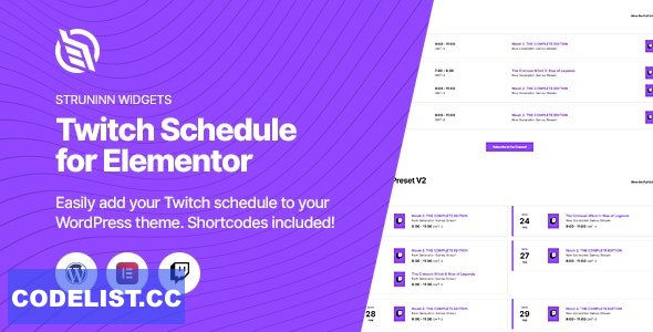 Struninn - Twitch Schedule Elementor Widget v1.0.0