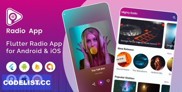 Mighty Radio v1.0 - Flutter radio streaming app with php backend