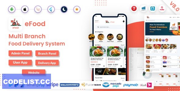 eFood v8.0 - Food Delivery App with Laravel Admin Panel + Delivery Man App - nulled