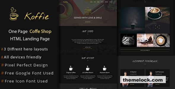 Koffie v1.0 - Coffee Shop HTML Landing Page