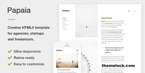 Papaia - Creative HTML5 Site Template for Agencies, Startups & Freelancers