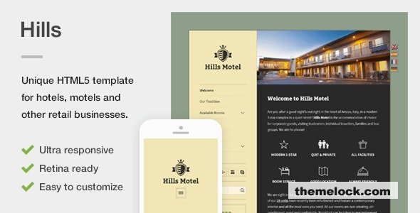 Hills - A Unique Responsive Hotel / Motel HTML5 Template