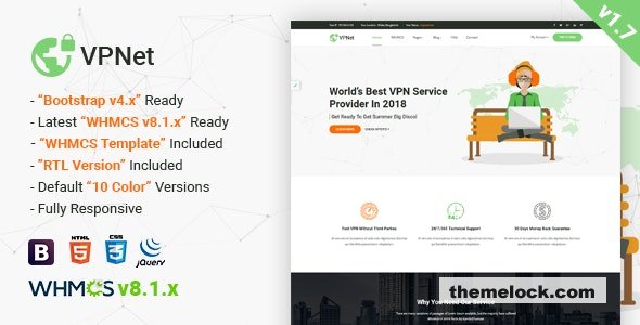 VPNet v1.7 - Multipurpose VPN and Cloud Service Template with WHMCS