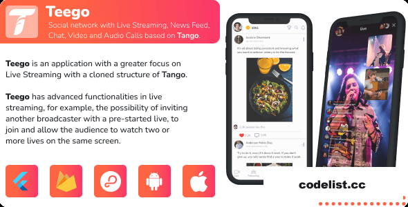 Teego (iOS and Android) v1.0 - Live Streaming with up to 4 participants, Feed, Paid calls and Payouts