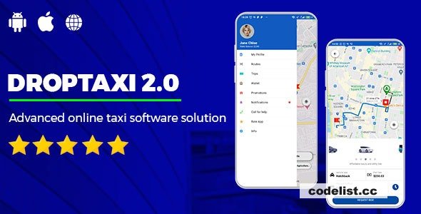 Droptaxi v2.0 - white label taxi app software script