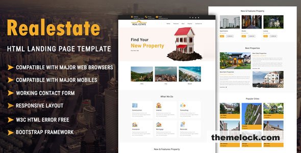 Real Estate – HTML Landing Page Template