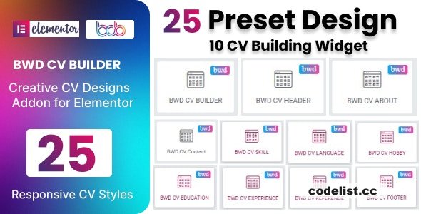CV Builder plugin for elementor v1.0
