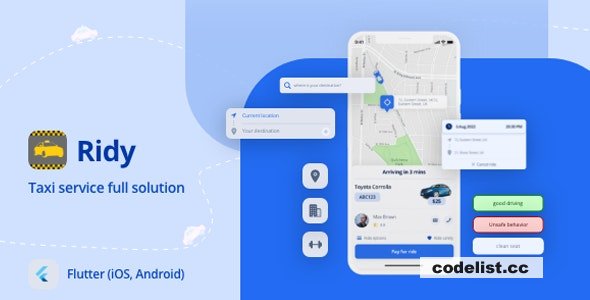 Ridy Flutter v2.5.6 - Full Taxi solution