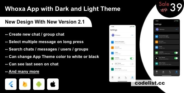 Whoxa v2.0.4 - Whatsapp Clone flutter App with Firebase (Audio/Video call)