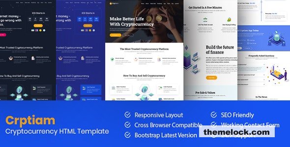 Crptiam - Cryptocurrency Landing Page HTML Template