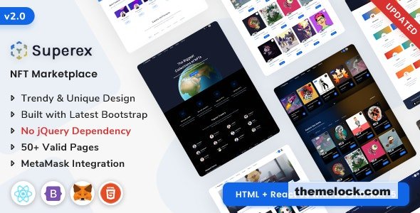 Superex v2.0 - NFT Marketplace (HTML + React Js)