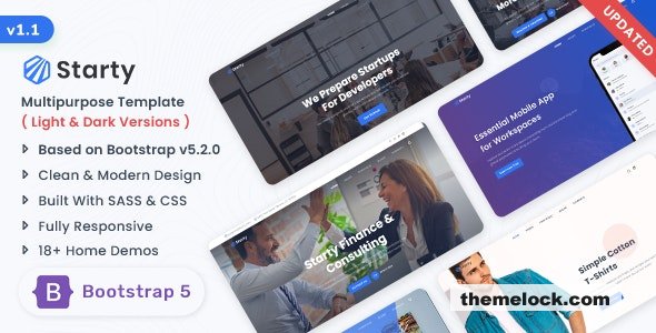Starty v1.1.0 - Multipurpose Bootstrap 5 Landing Template