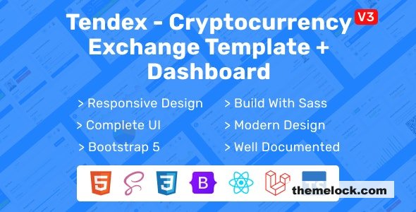 Tendex - React, HTML & Laravel Crypto Exchange Landing Page With Dashboard