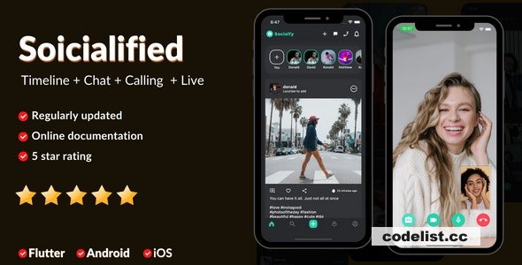 Timeline + Node.js socket Chat + Calling + Live - Social media sharing app - iOS,Android,Admin panel v1.3