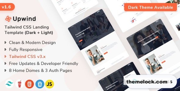 Upwind v1.6.0 - Tailwind CSS Landing Page Template