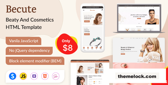 Becute - Jewelry, Cosmetics and Beauty eCommerce HTML Template