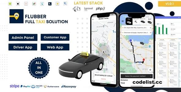 Flubber v1.0.1 - Taxi Cab Full Solution with Customer and Driver Flutter App, Web and Admin Laravel Panel