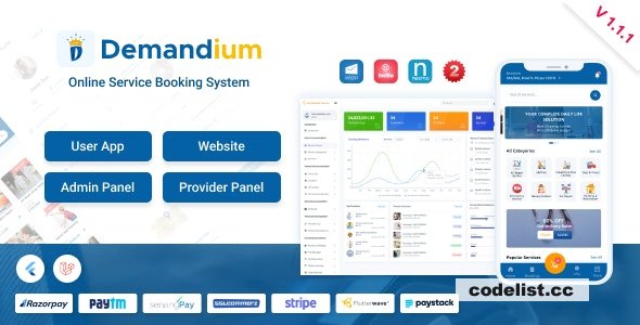 Demandium v1.1.1 - Multi Provider On Demand, Handyman, Home service App with admin panel - nulled