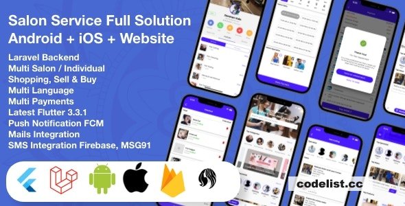 Multi Salon, Individual Appointments Booking System Full App Solution Flutter / Laravel / Angular v8.0