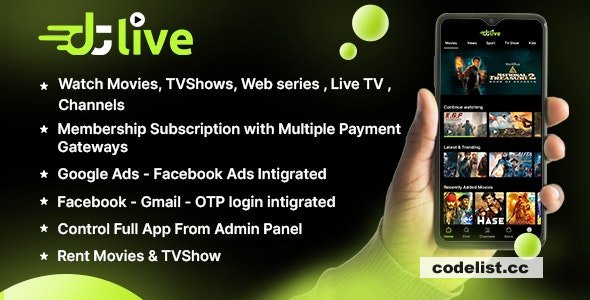 DTLive v2.0 - Movies – TV Series – Live TV - Channels - OTT - Android app | Laravel Admin Panel