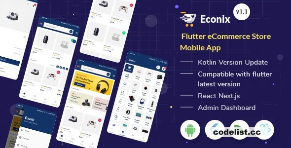 Econix v1.1 - Flutter eCommerce Store Mobile App + React Node Admin Dashboard