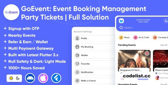 GoEvent v1.3 - Event Booking Management - Event Planner - Flutter Full Solution App