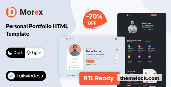Morex - Tailwind CSS Personal Portfolio Template + RTL